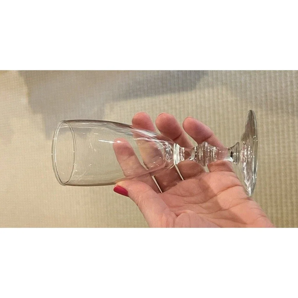 Mid Century Modern Clear Libby Georgian Bamboo Stemmed Glasses (Set of 2)